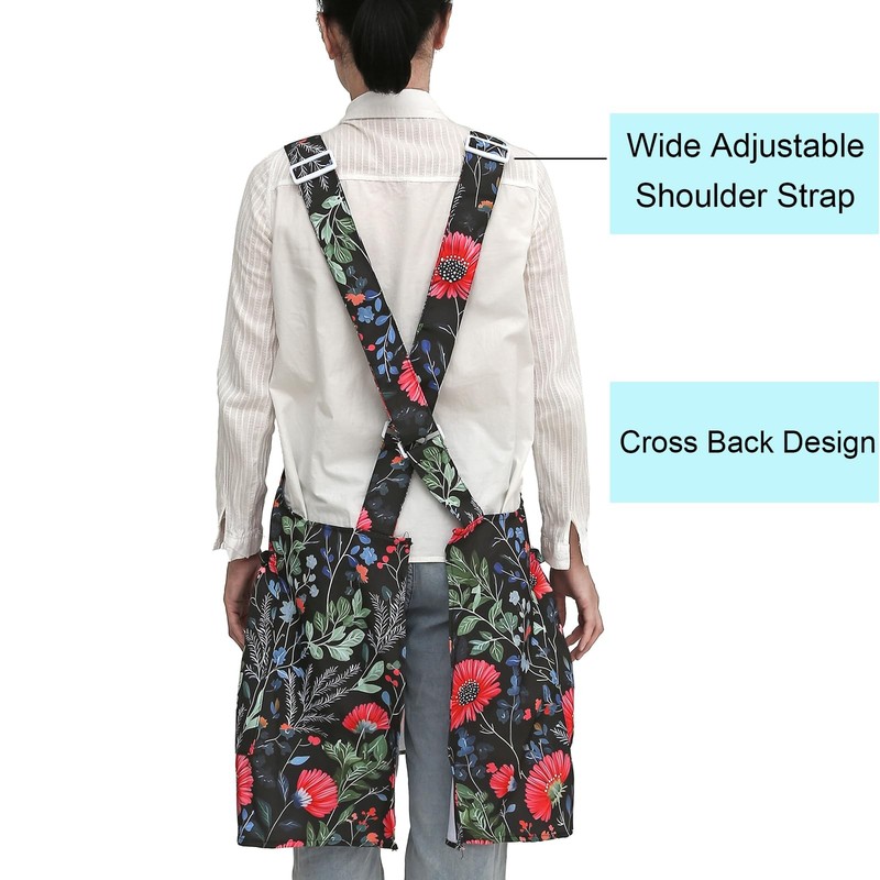Cross Back Canvas Apron with Pockets Adjustable Cooking Gardening Apron gallery