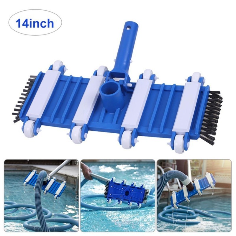 Flexible Pool Vacuum Head Rectangle Shape 14 Inch Heavy Duty with Wheel Brush gallery