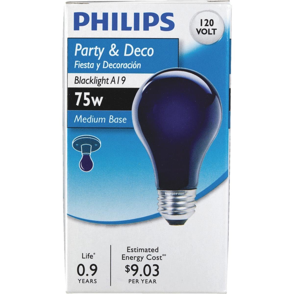 6 Philips 75 Watt A19 Halloween 😉Party Blacklight Black Light Bulb gallery