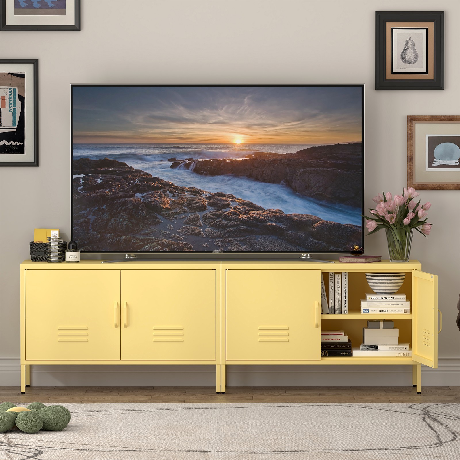 2 Door Accent Cabinet, Metal Storage Cabinet with Adjustable Shelf, Metal Locker gallery