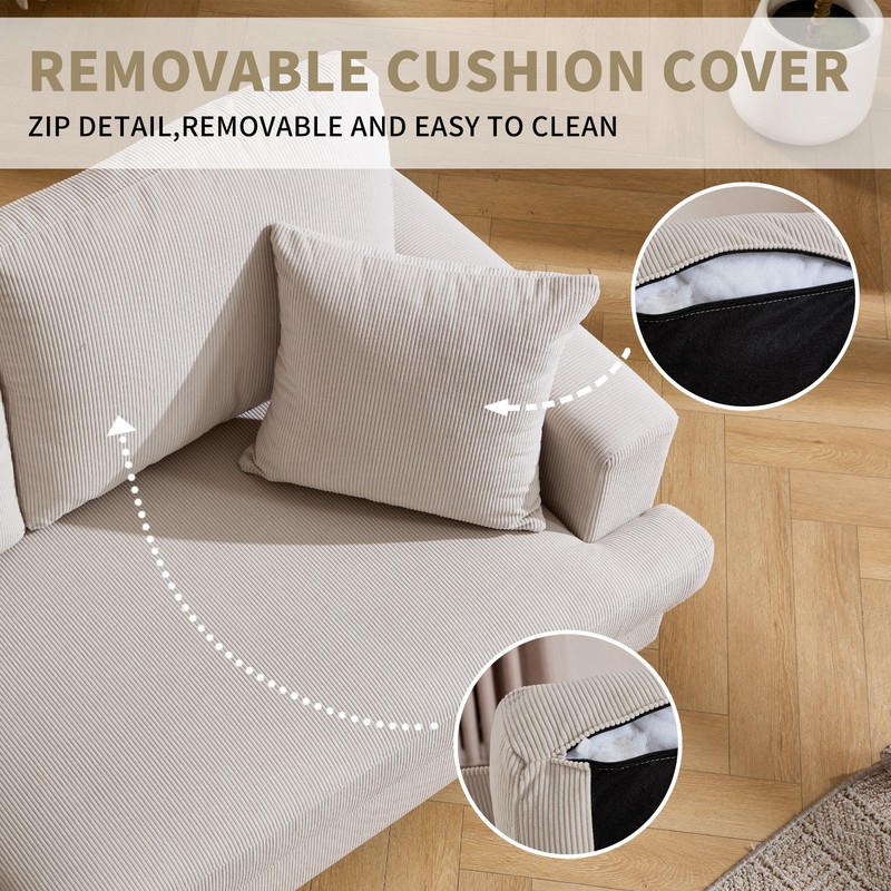 EBELLO 87" Sofa Couch with 2 Pillows, 3 Seater Corduroy Couch for Living Room gallery