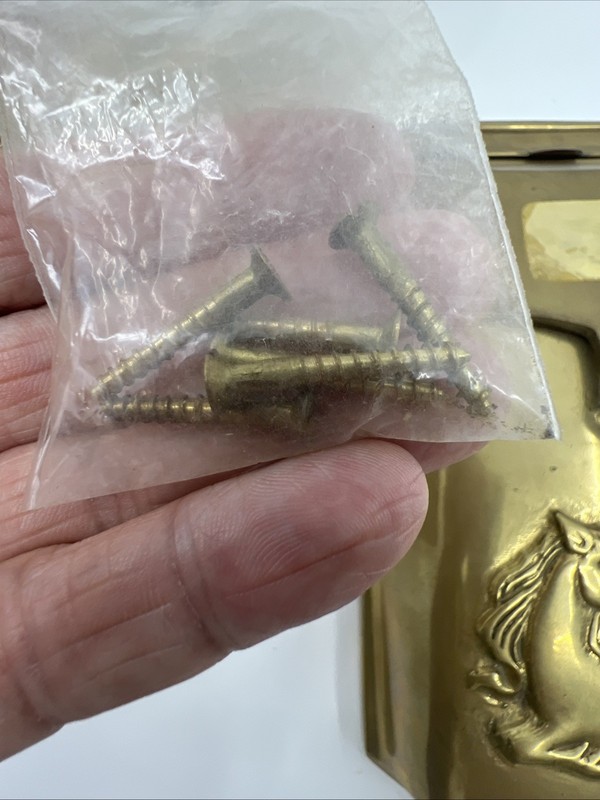 VTG Antique Solid Brass Mail Box Wall Mount Embossed RARE Unicorn Design 11x5 gallery