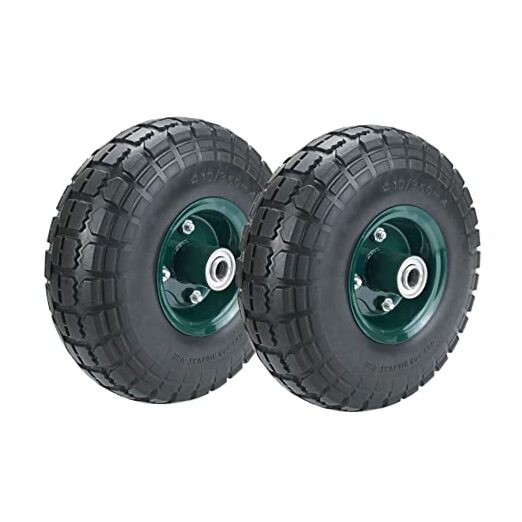 2 Pcs 10" Flat Free Tires Solid Pneumatic Tires Wheels, 4.10/3.50-4 Air Less