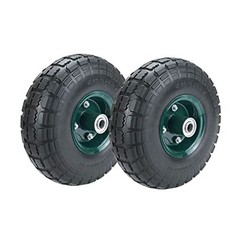 2 Pcs 10″ Flat Free Tires Solid Pneumatic Tires Wheels, 4.10/3.50-4 Air Less