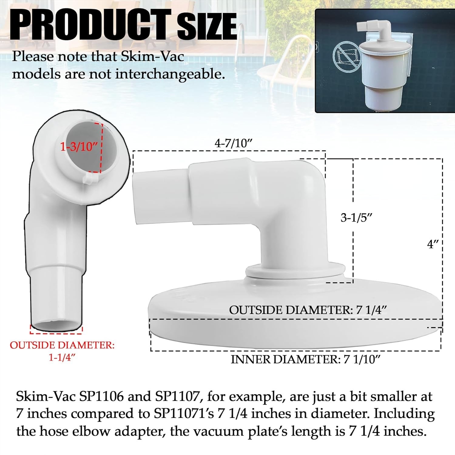 TonGass 7" Pool Skimmer Vacuum Plate Compatible with Hayward Swimming Pool gallery