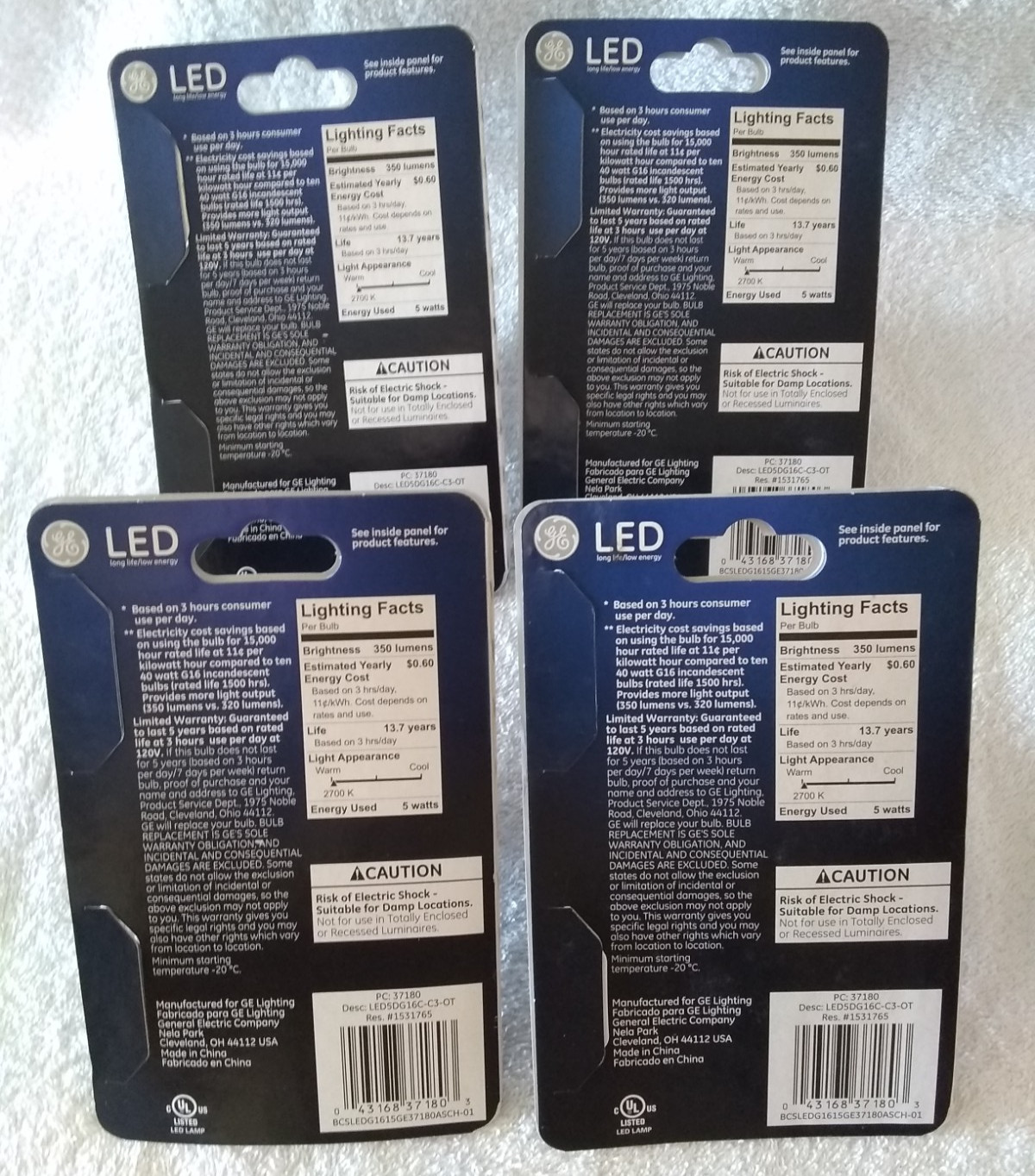 4 Packs NEW GE Led Bulb Decorative Globe G16 40 Watts gallery