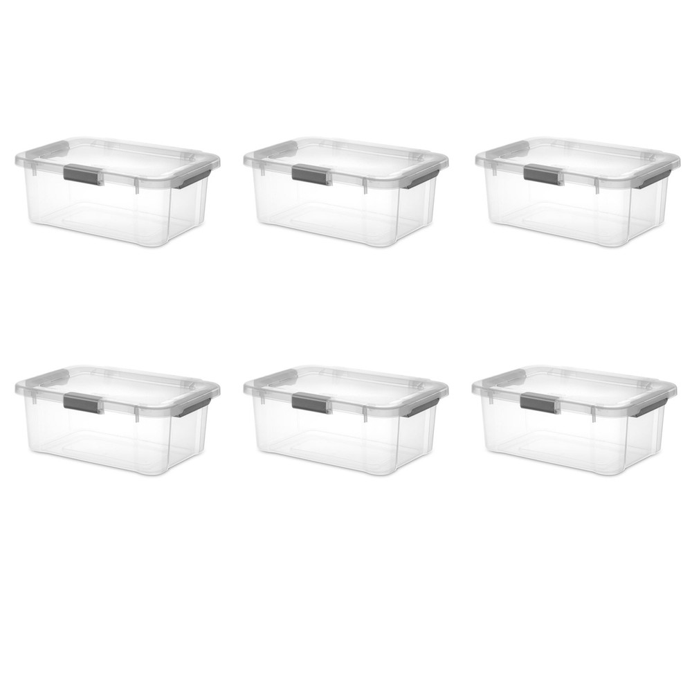 20 Quart HingeLID Clear Storage Bin with Latch Lid and Comfort Grip, 6 Pack