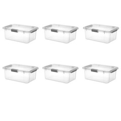 20 Quart HingeLID Clear Storage Bin with Latch Lid and Comfort Grip, 6 Pack