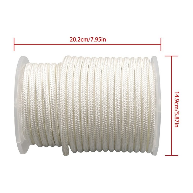 3/8" x 100' White Nylon Solid Braid Knot Rope High UV & Abrasion Resistance gallery