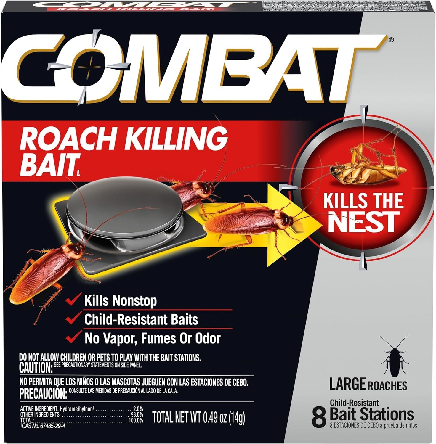 Combat Roach Killing Bait, 8 Large Bait Station, Kills the Nest, Child-Resistant gallery