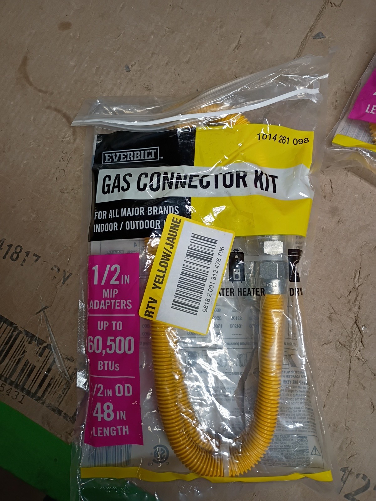 5pk Everbilt EBDC-Y-48 GAS CONNECTOR KIT, 1/2" MIP x 1/2" MIP x 48") 60,500 BTU gallery