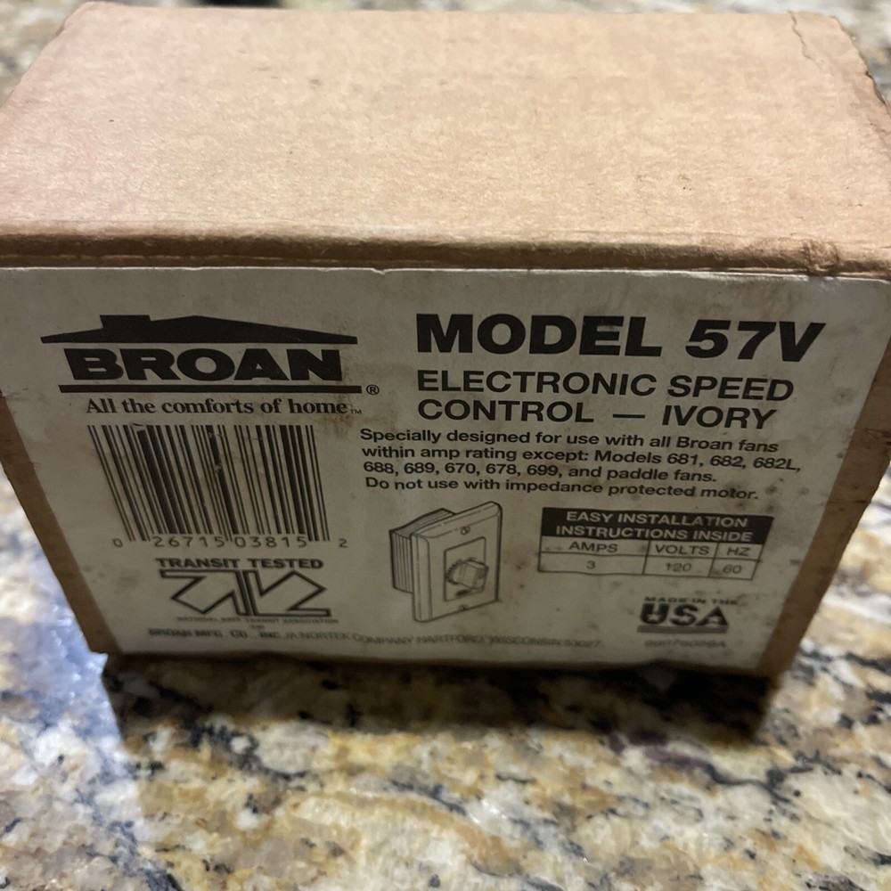 Variable Speed Electronic Control Broan 120 volts 3.0 AMPS 57V Ivory