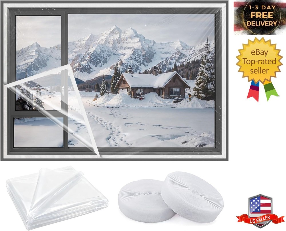 Heavy Duty Window Insulation Kit for Winter - 75 in x 79 in Clear Plastic 180㎛