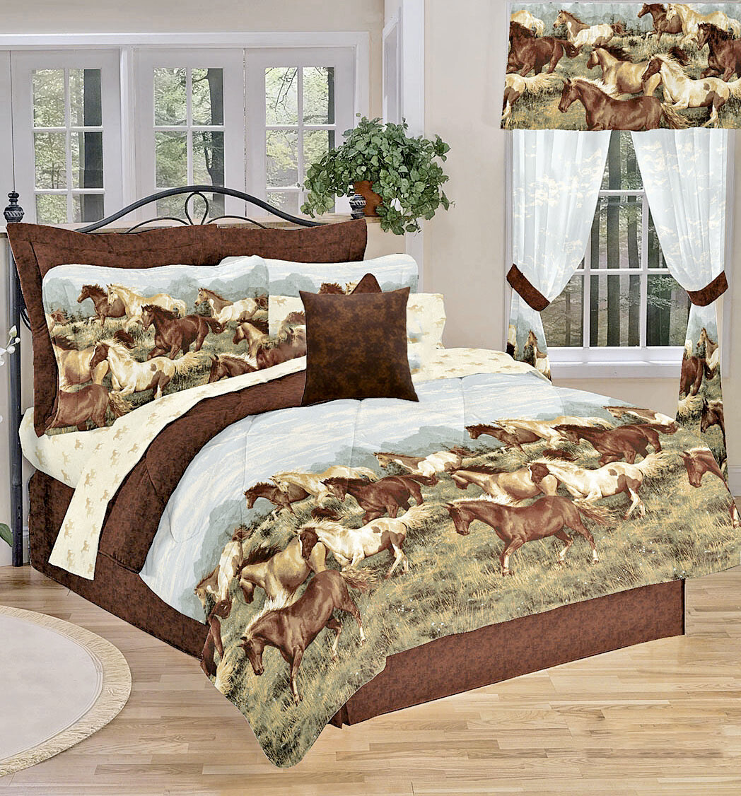 THUNDER RUN Brown Horse COMFORTER Bedding Set+Sheets+Sham(s)+Bedskirt gallery