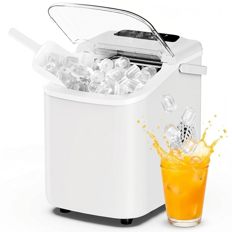 Ice Maker Counter Top Bullet Cubes Ice Machine with Portable Handle Basket 26lbs gallery