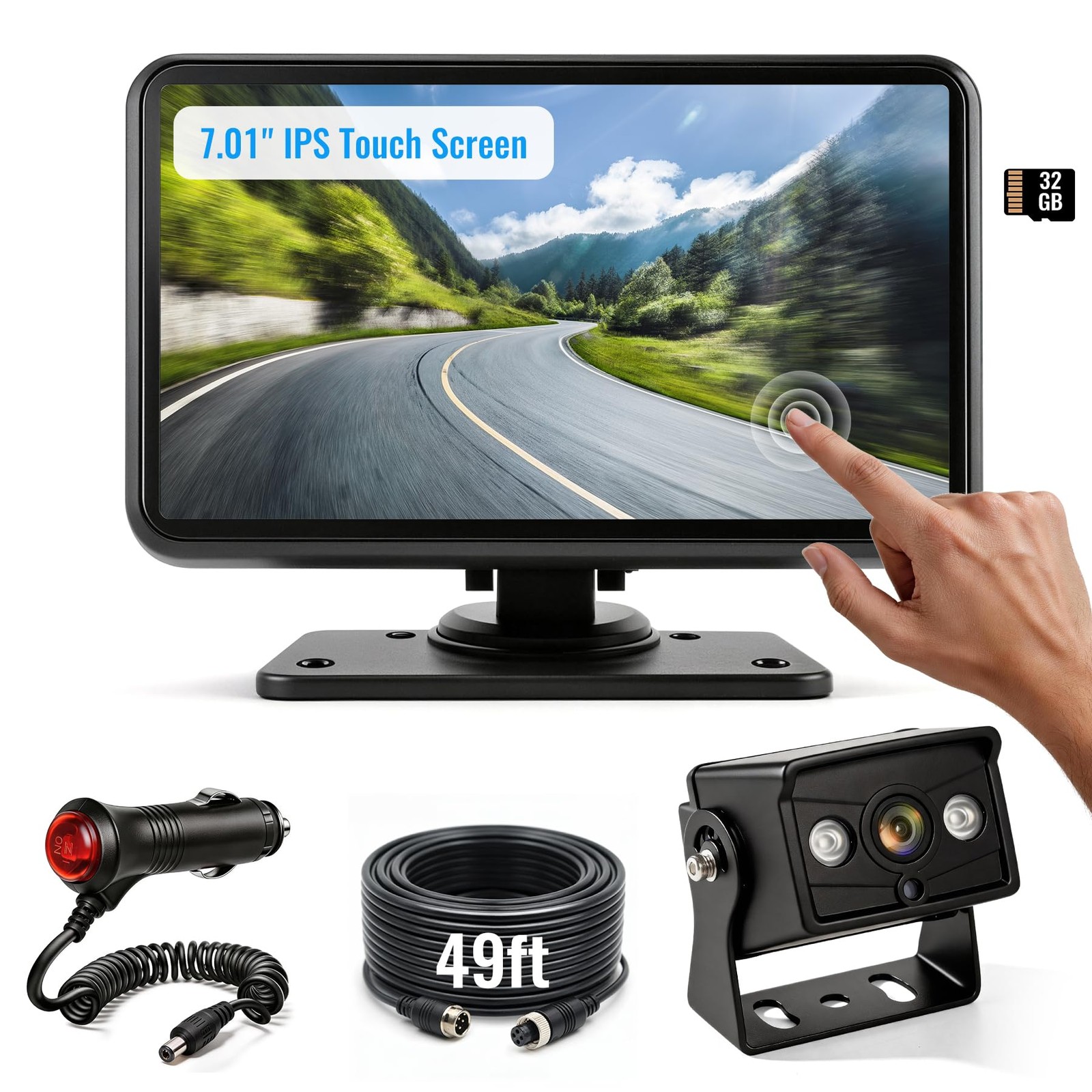 7" Touchscreen DVR System with Wired Backup Camera - 20G Vibration Proof gallery