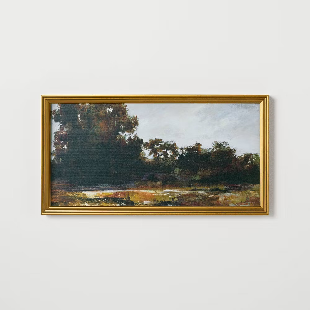 13.9" x 25.4" Horizontal Landscape Framed Canvas - Threshold designed with gallery