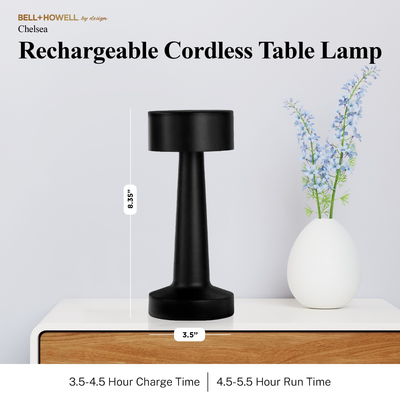 Bell + Howell Chelsea Cordless LED Rechargeable Desk and Table Lamp gallery
