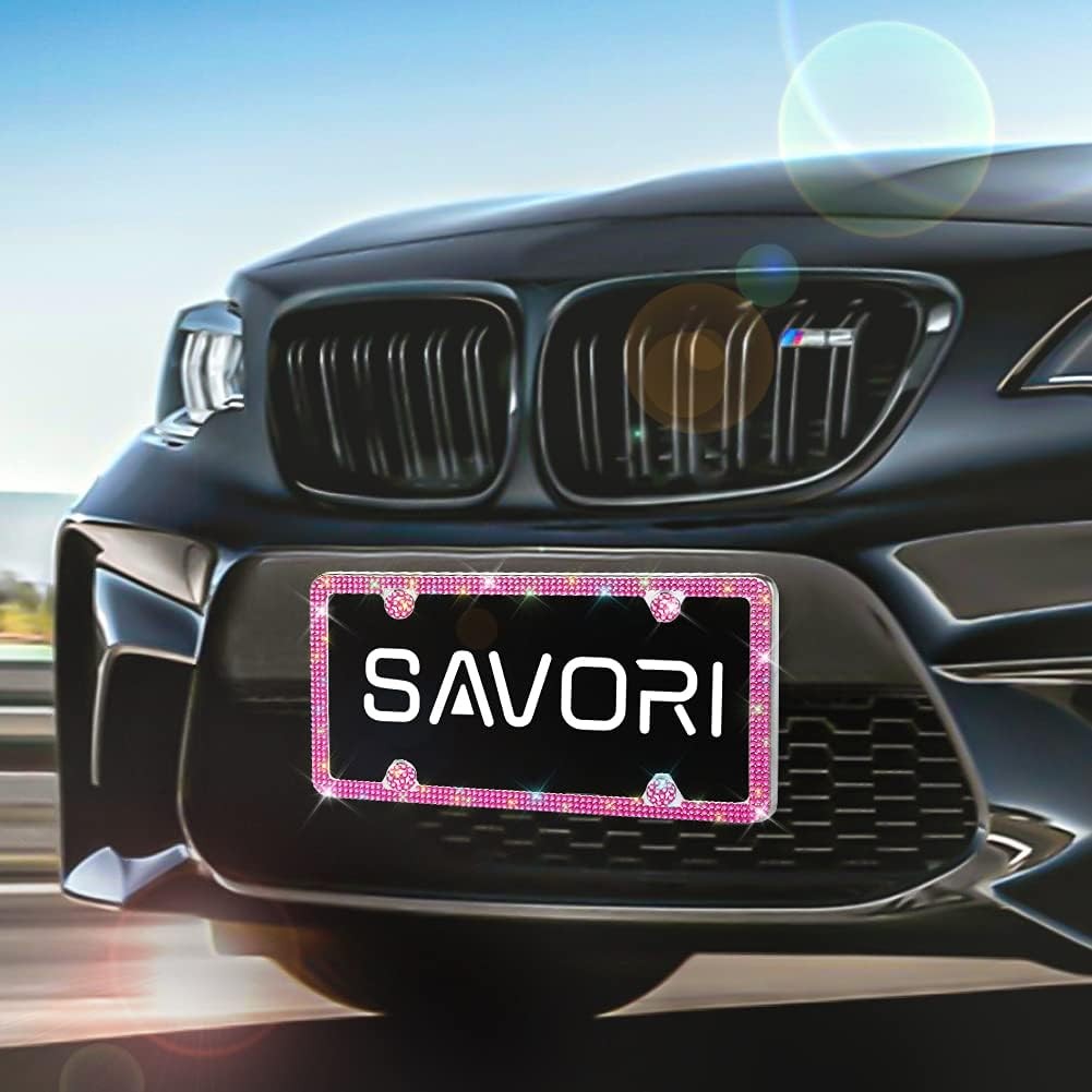Bling License Plate Frames Stainless Steel 4 Holes 3 Row Slim Design with Car Li gallery