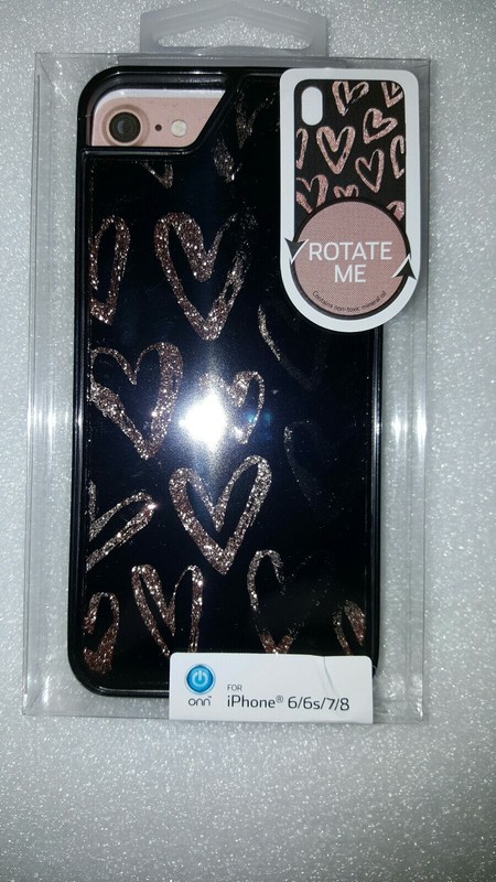 ONN IPHONE FOR 6/6S/7/8 Black & Rose Gold Liquid Glitter Hidden Hearts gallery