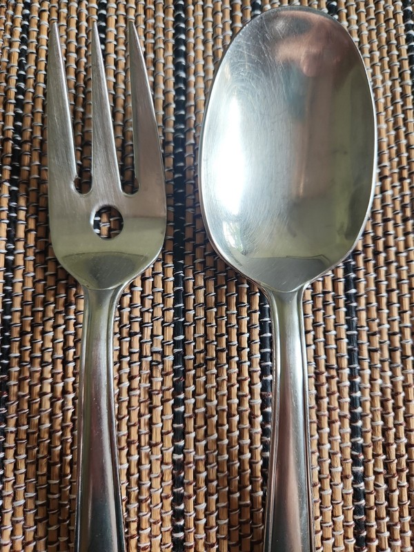 Mikasa CLASSICO SATIN Serving Meat Fork 9 3/8" & Serving Spoon 9 1/2" Korea gallery