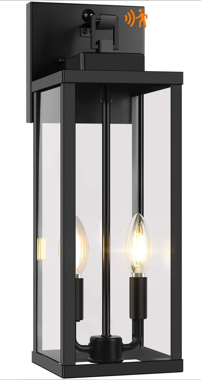 18" Outdoor Wall Light Fixture, 2-Light Large Exterior Lighting Sconce Black gallery