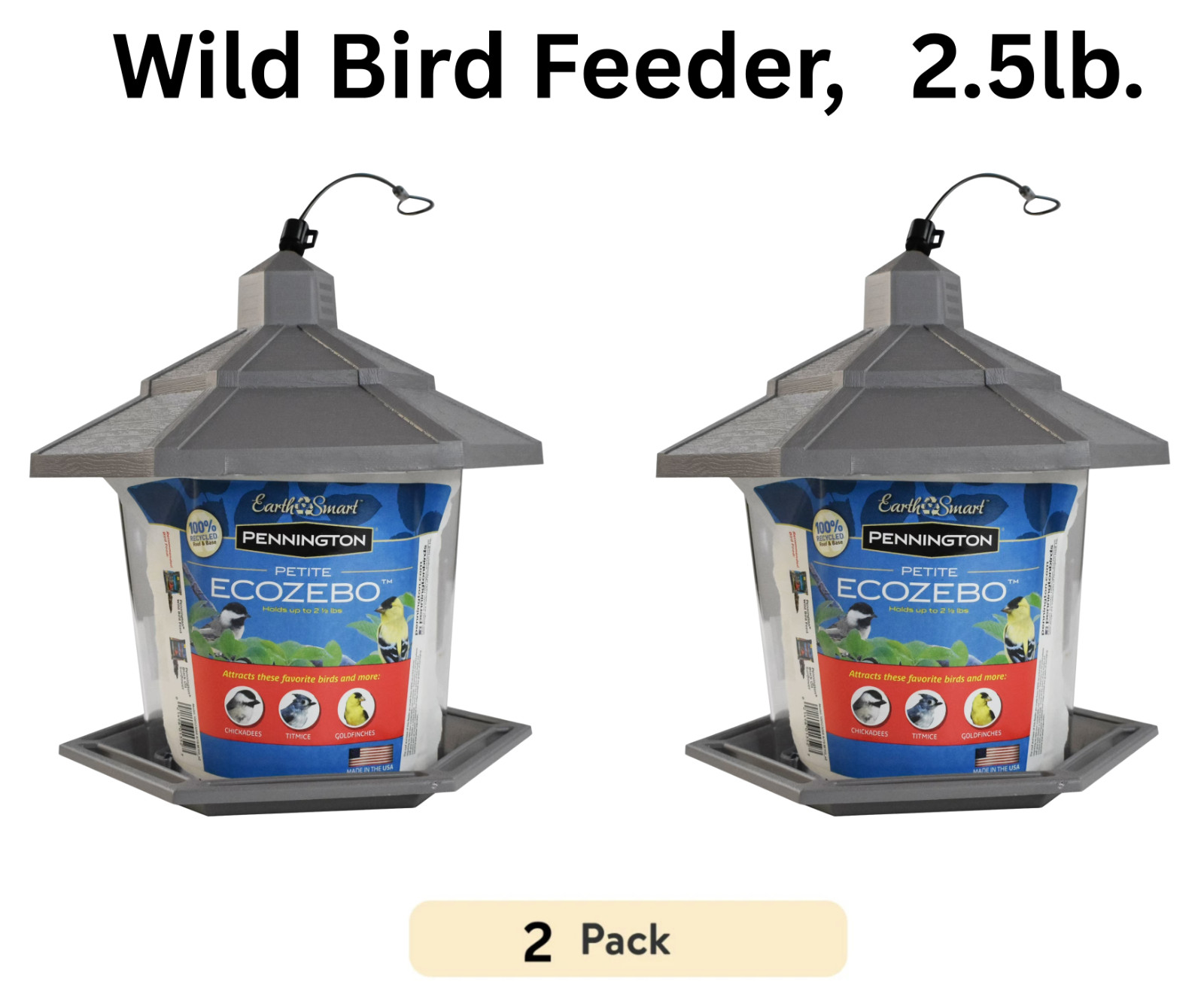 Pennington Earth Smart, Gray Plastic, Hopper Wild Bird Feeder, 2.5 lb. Capacity gallery