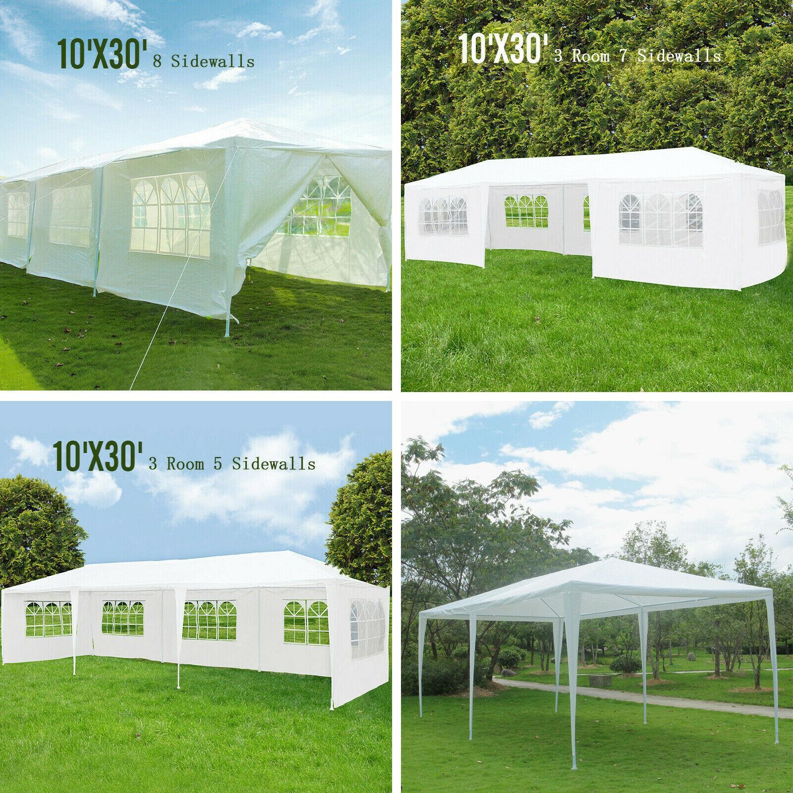 10'x30' Outdoor Canopy Party Wedding Tent White Gazebo Pavilion 5/7/8 SideWalls gallery
