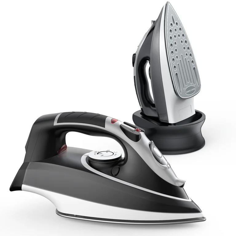 MOOSOO 1500W Cordless Steam Iron Ceramic Soleplate 350mL w/ Charging Base gallery