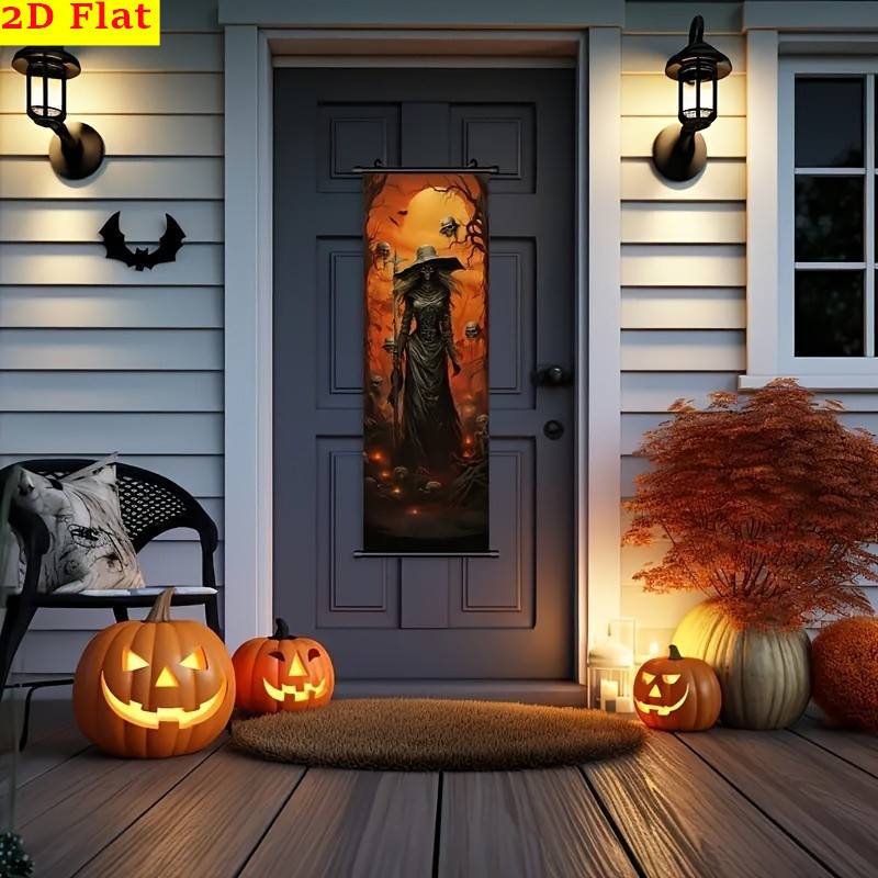 Halloween Decor Witch Skeleton Door Banner Wall Art Home Decor 47in Porch Banner gallery