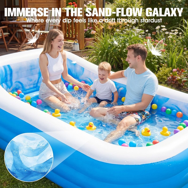 Inflatable Pool with Seats and Headrest,Oversized Thickened Large Blow Up Poo... gallery