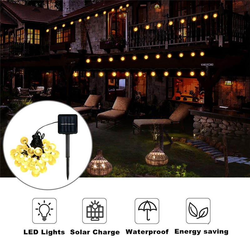 21FT Outdoor String Lights 30 LED Solar Bulb Patio Garden Party Wedding XMAS gallery