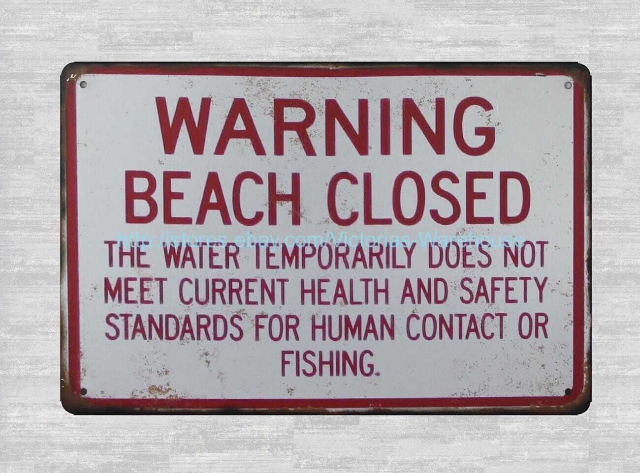 house interior decoration Warning Beach Closed metal tin sign gallery