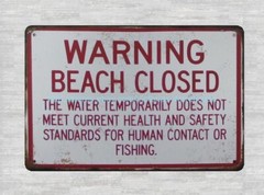 house interior decoration Warning Beach Closed metal tin sign