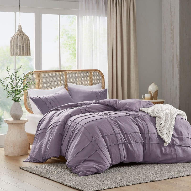 All Season Bedding Soft Microfiber Grid Duvet Cover Set Twin Full Queen King Cal gallery