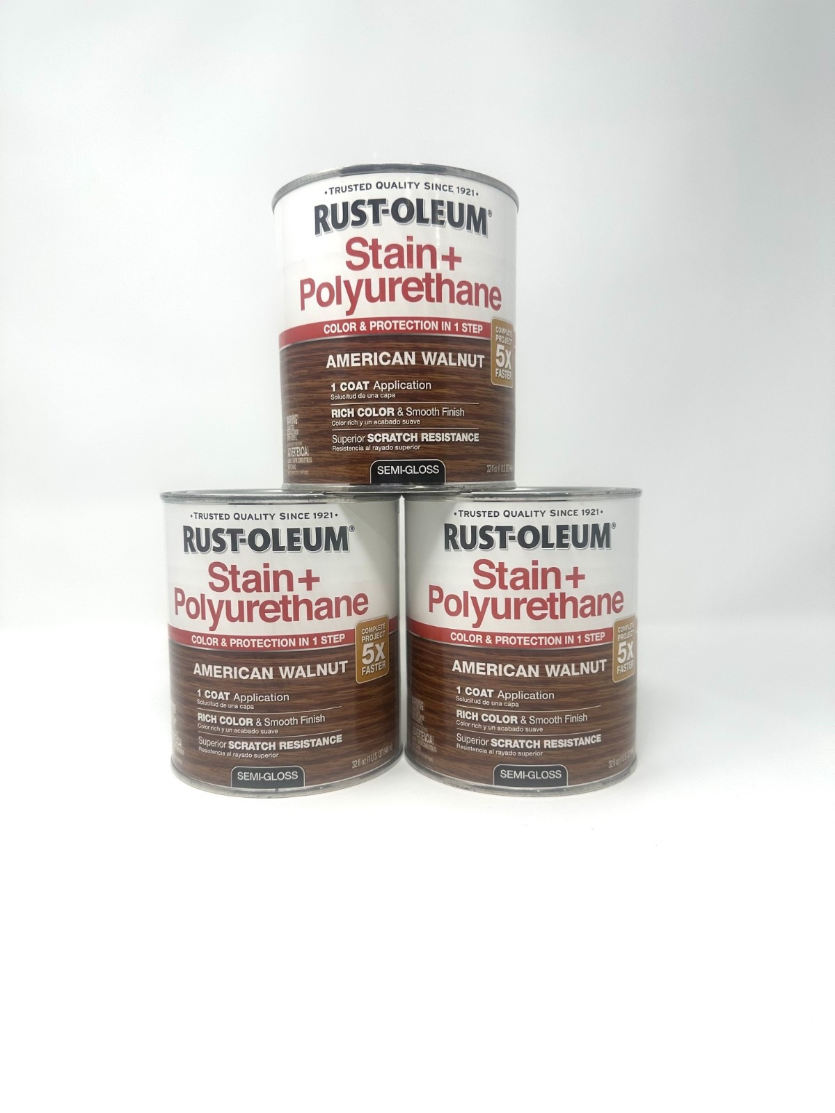 Rust-Oleum Stain + Polyurethane American Walnut Semi-Gloss 1 Qt – 3 Pack (330056 gallery