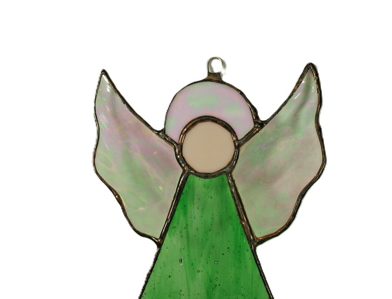 SG35 - Handcrafted Stained Glass Suncatcher, Small Angel, 5.5 X 4 in gallery