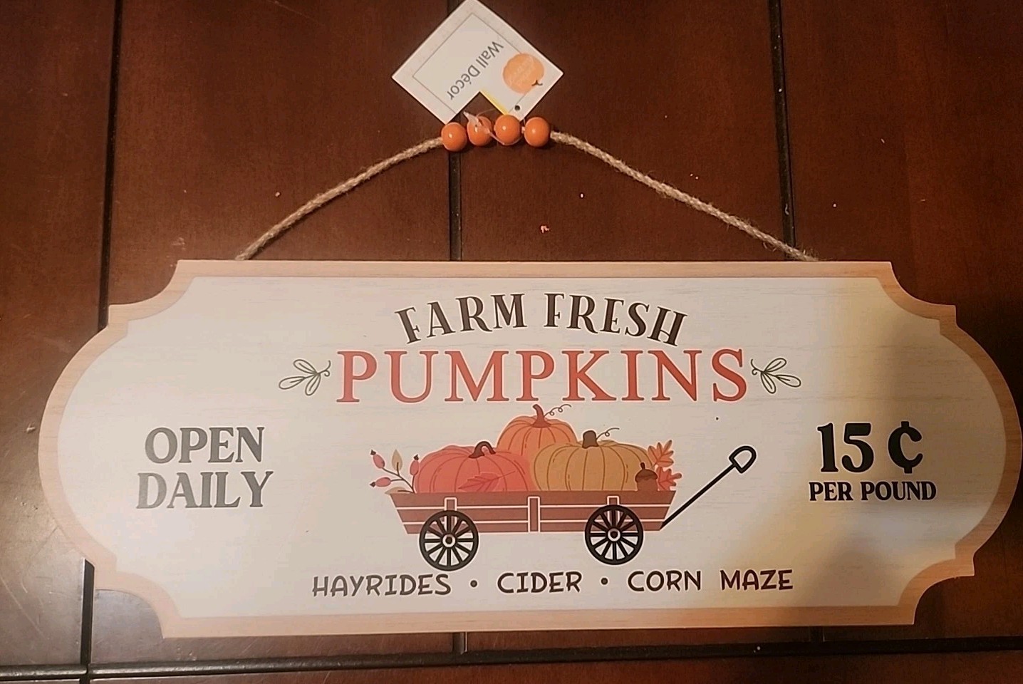 New PRIMITIVE WOODEN "FARM FRESH PUMPKINS" SIGN 16 IN W X 6 IN Fall Decor gallery