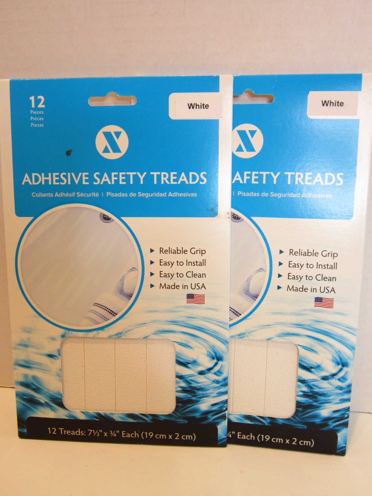 (2) NIP SlipX Solutions 7.5" White Non-Slip Adhesive Safety Treads Tub & Shower gallery