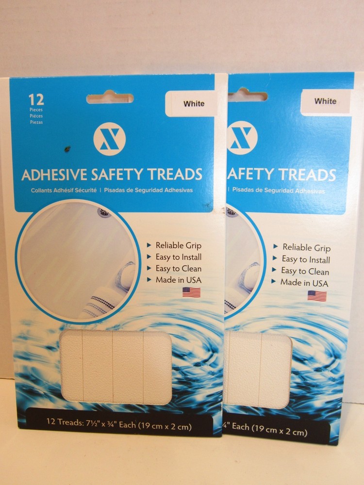 (2) NIP SlipX Solutions 7.5" White Non-Slip Adhesive Safety Treads Tub & Shower