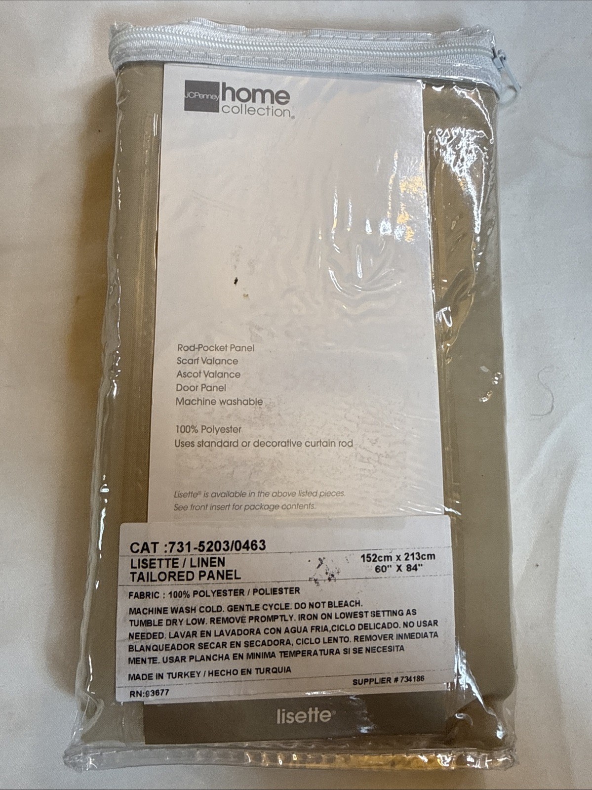Lisette Sheer Curtain One Panel Rod-Pocket JC Penney Home 84" L x 60" W New OS gallery