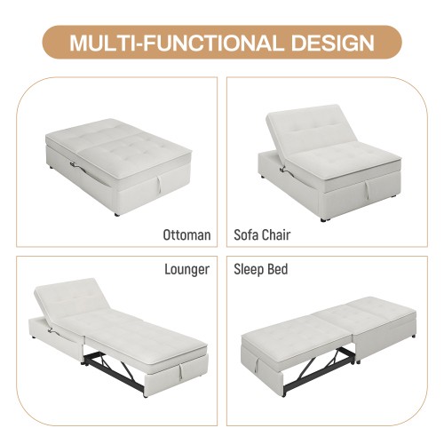 4 in 1 Convertible Sleeper Sofa Bed Velvet Tufted Upholstered Single Recliner gallery