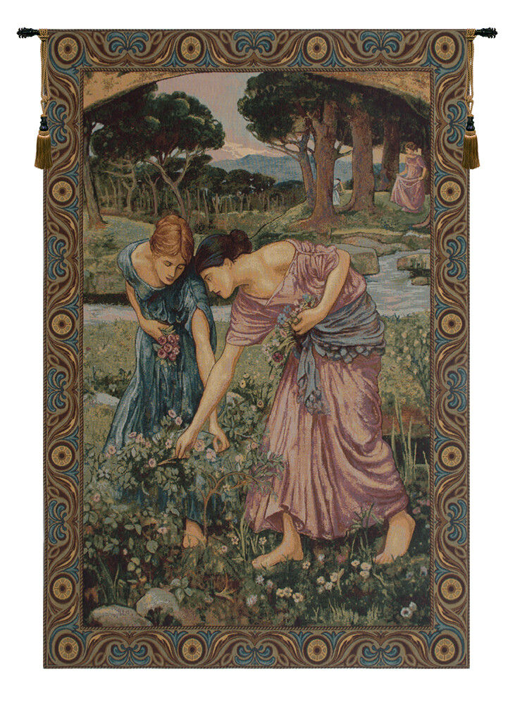 Gathering Rose Buds Italian Tapestry Wall Art Hanging Home Decor New 54x36 inch gallery