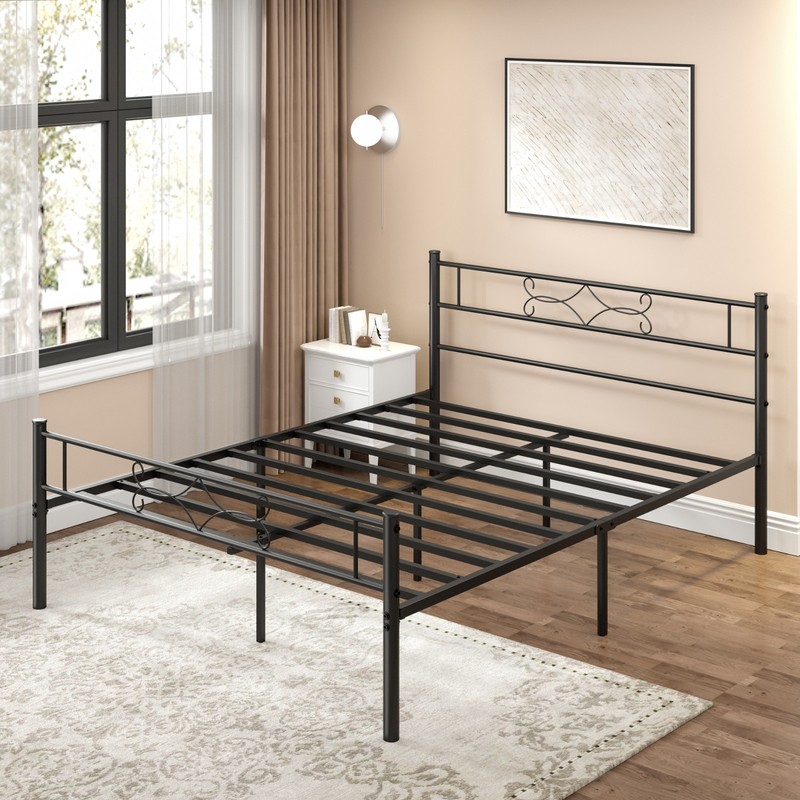Twin/Full/Queen Size Metal Bed Frame Platform with Headboard Mattress Foundation gallery