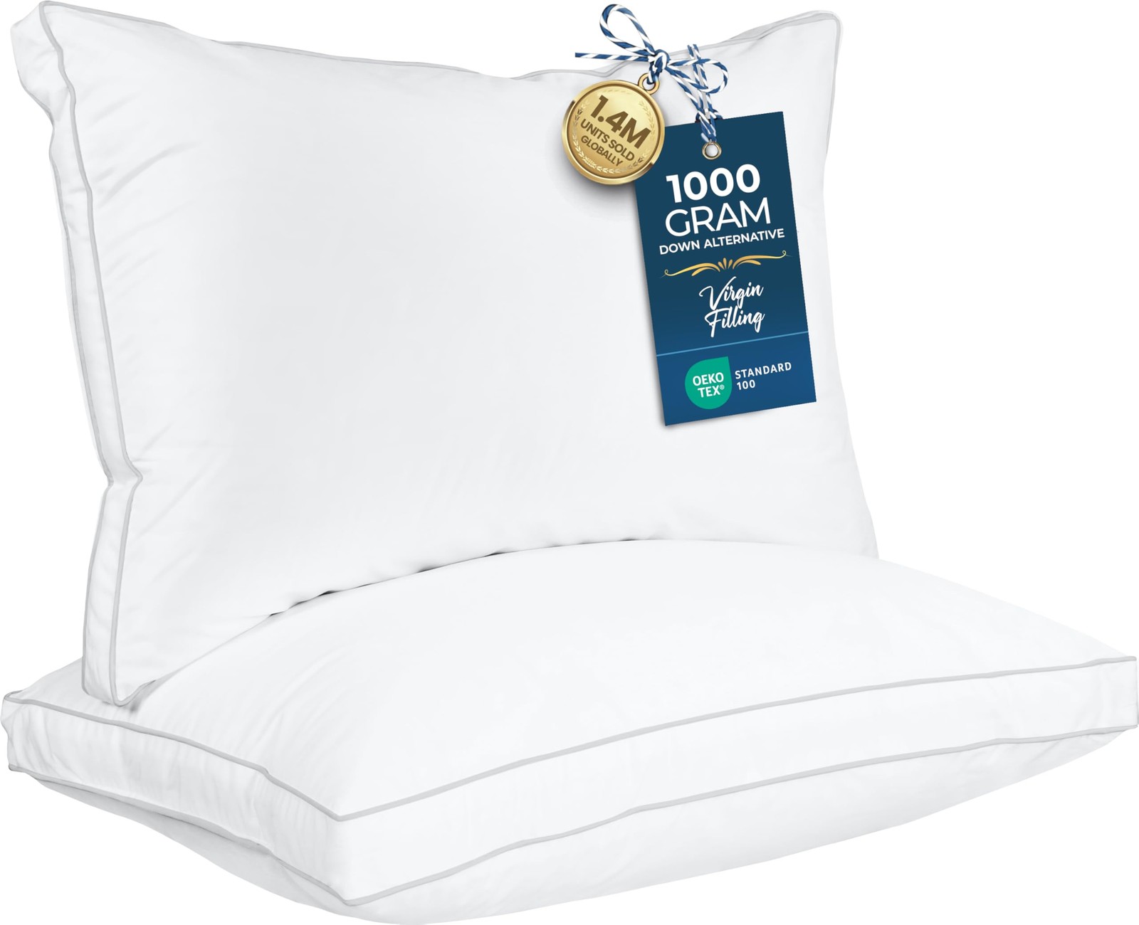 Down Alternative Bed Pillows for Sleeping Queen Size (White), Set of 2, Soft ... gallery