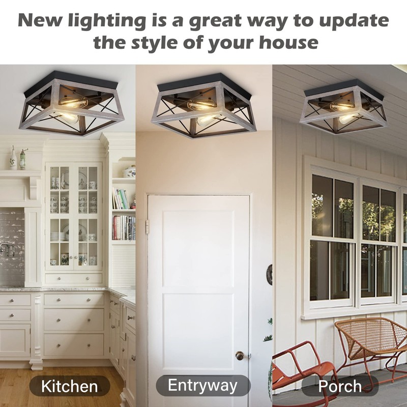 Pia Ricco Flush Mount Ceiling Light Fixture, Industrial Outdoor Ceiling Light... gallery