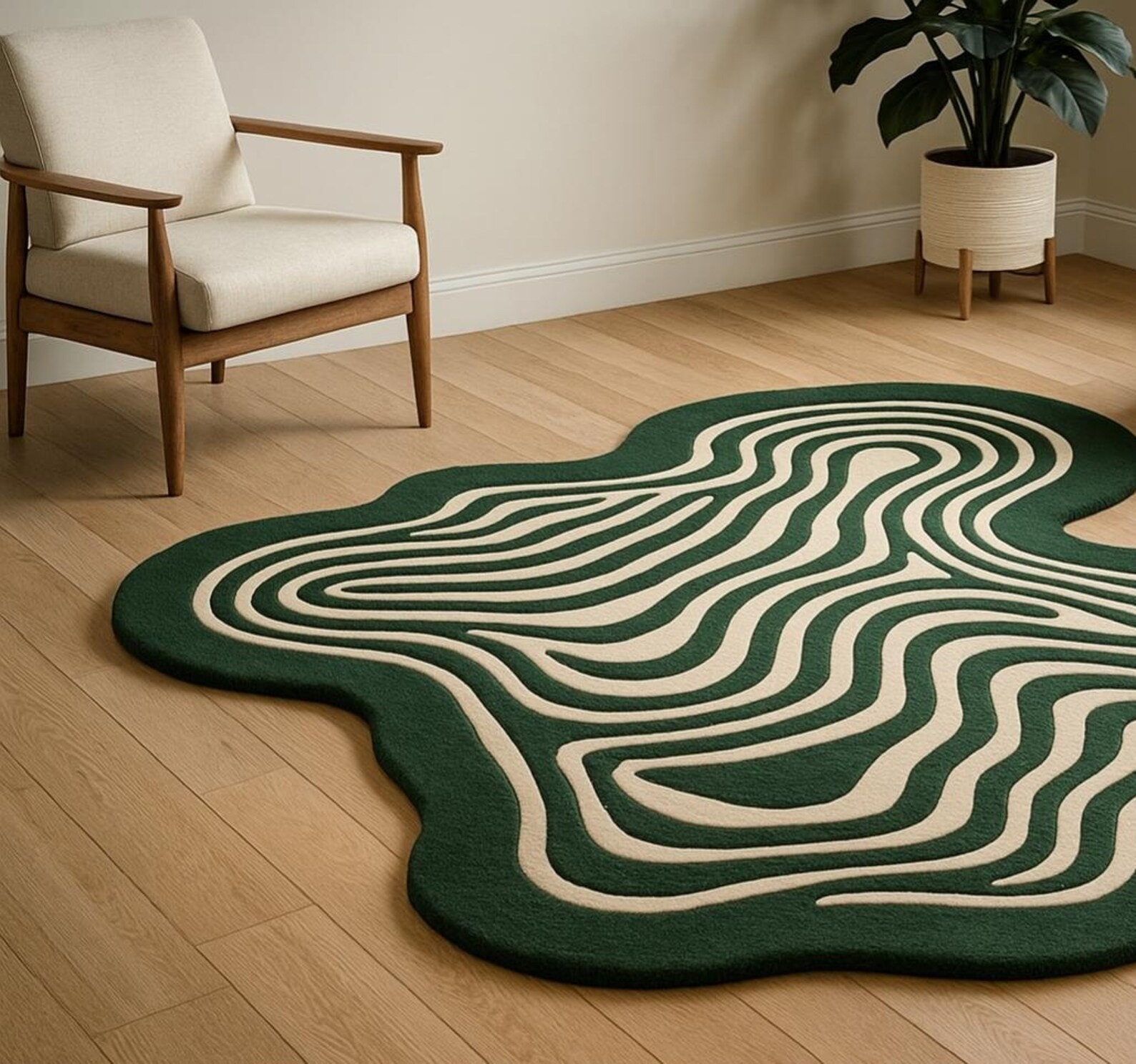 Handmade Rug | Irregular Rug | Wool Rugs | Living Room Rug | Tufted A302 gallery