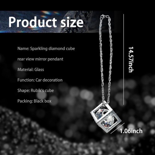 Bling Diamond Cube Car Rear View Mirror Charms, Crystal Sun Catch Color: White gallery