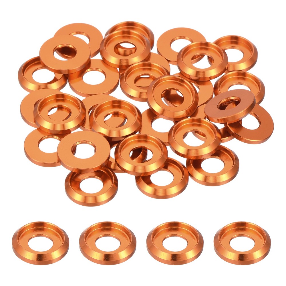M5 Cone Cup Countersunk Washers,Hole Dia 5mm/0.2" Aluminum 30PCS(Orange)