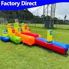 Inflatable Ring Toss Throwing Game w/Blower & 20 Rings – Interactive Hoopla Game